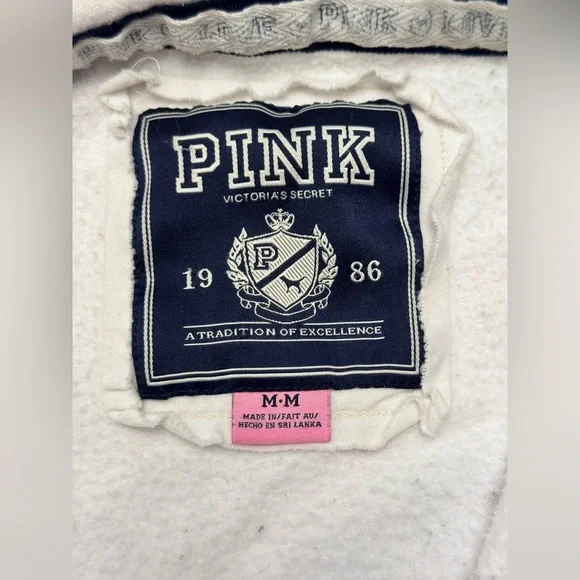 VS PINK VINTAGE Y2K FULL ZIP HOODIE WHITE RAINBOW BLING LOVE BROKEN HEART RARE M - Picture 9 of 11